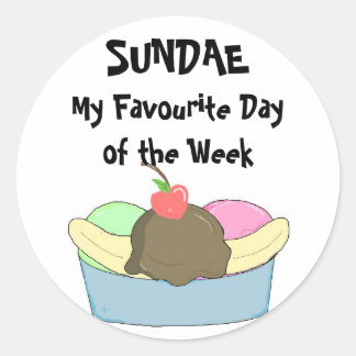 Sundae My Favourite Day.. Classic Round Sticker