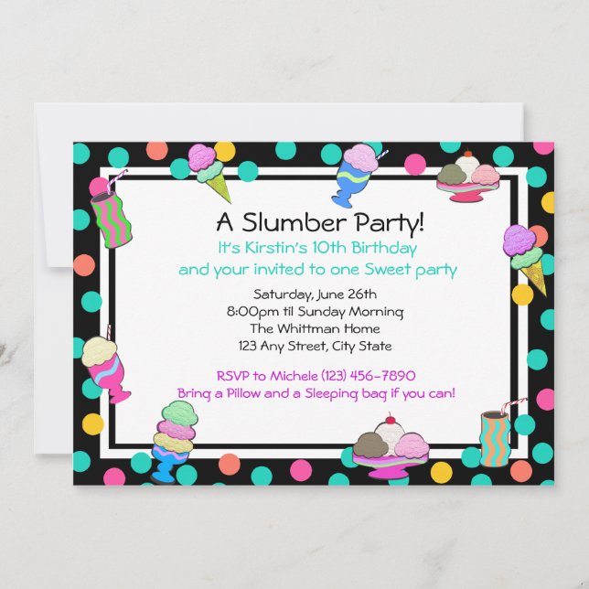Sundae Party Birthday Invitation (Front)