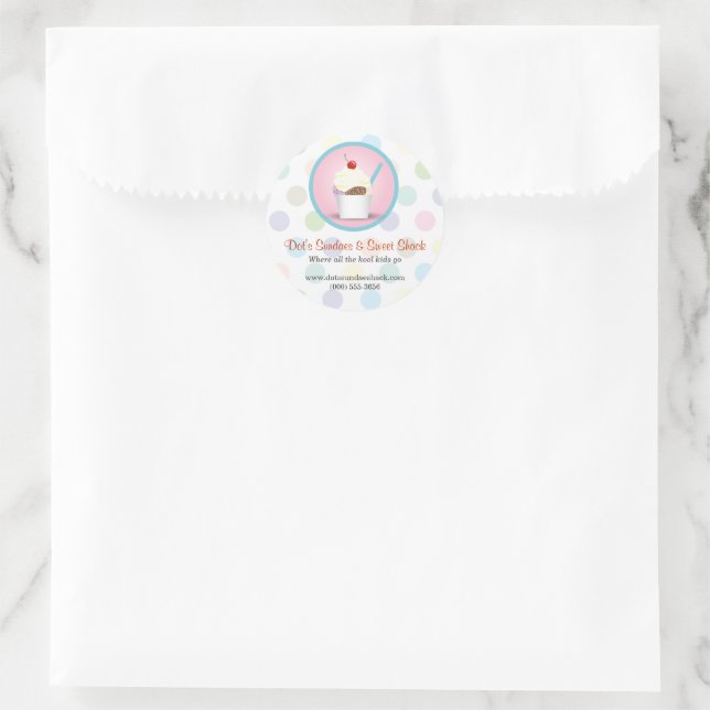 Sundae Shop Classic Round Sticker (Bag)