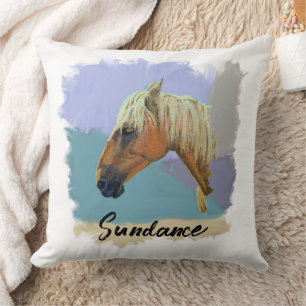 "Sundance" - Horse Portrait - Personalise Your Throw Pillow