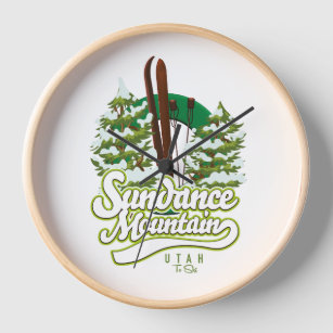 Sundance Mountain Utah Ski logo Clock