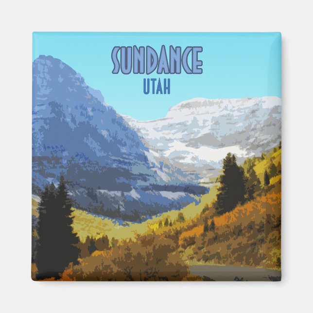 Sundance Utah Mountains Vintage Magnet (Front)