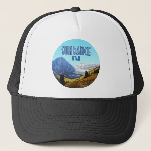 Sundance Utah Mountains Vintage Trucker Hat (Front)
