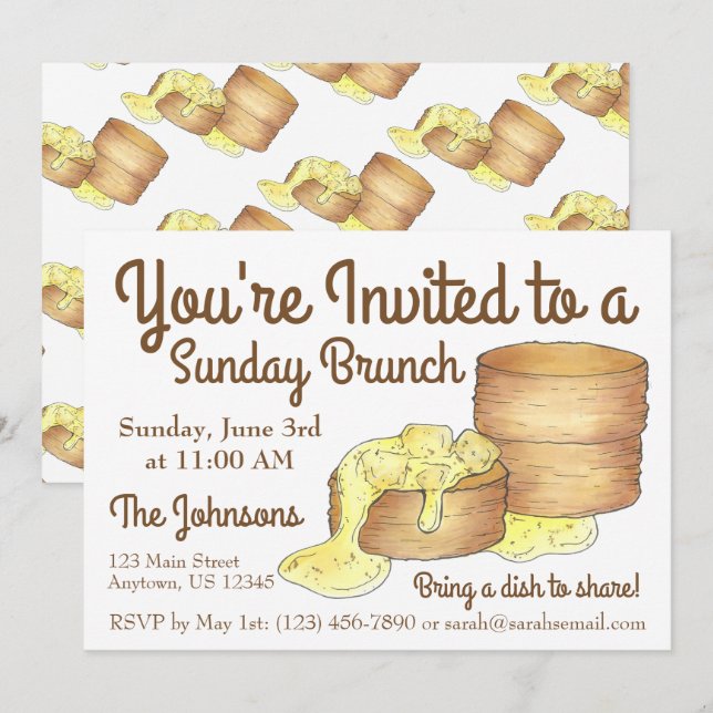 Sunday Breakfast Brunch Biscuits Sausage Gravy Invitation (Front/Back)