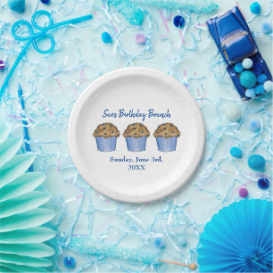 Sunday Breakfast Brunch Party Blueberry Muffin Paper Plate