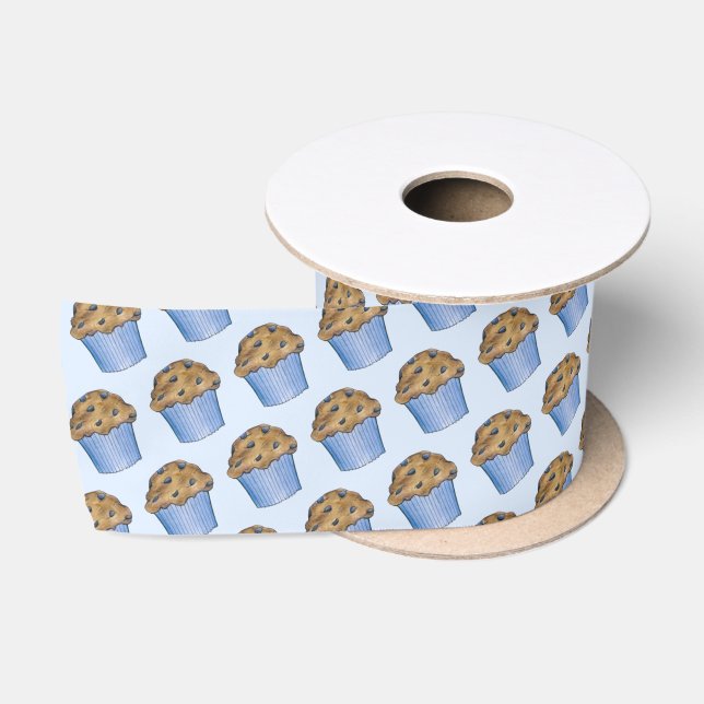 Sunday Breakfast Brunch Party Blueberry Muffin Satin Ribbon (Spool)