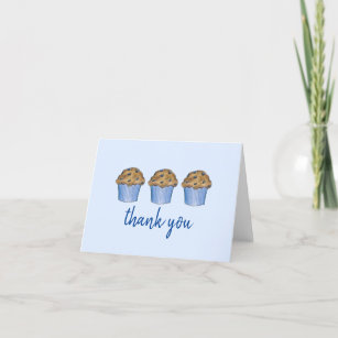 Sunday Breakfast Brunch Party Blueberry Muffin Thank You Card