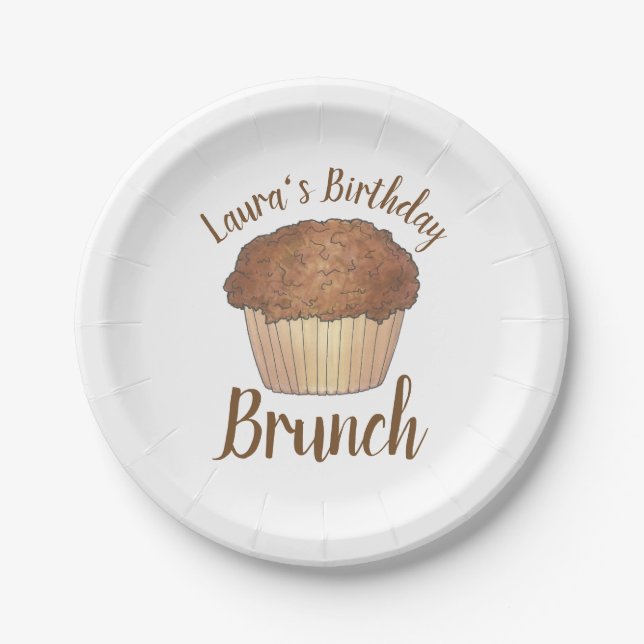 Sunday Breakfast Brunch Streusel Crumb Muffin Paper Plate (Front)