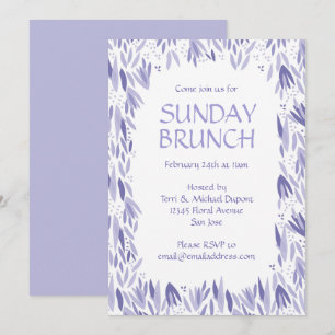 Sunday Brunch Lavender Leaves Party Invitation