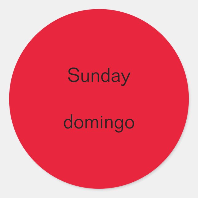 Sunday domingo English to Spanish Stickers (Front)