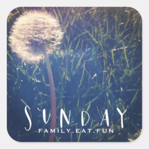 Sunday Family Eat Fun Square Sticker