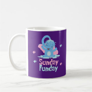 Sunday fun day Kawaii funny elephant taking shower Coffee Mug
