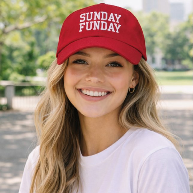 'Sunday Funday' Football Weekend, Golf Course Gift Embroidered Hat (Creator Uploaded)