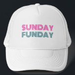 Sunday Funday Funny Personalize Trucker Hat<br><div class="desc">Sunday Funday personalized trucker hat is the perfect accessory for weekend fun, beach trips, and summer parties. Add your name or custom text to create a unique hat that shows off your fun personality. A great gift for friends, vacations, and sunny days.</div>