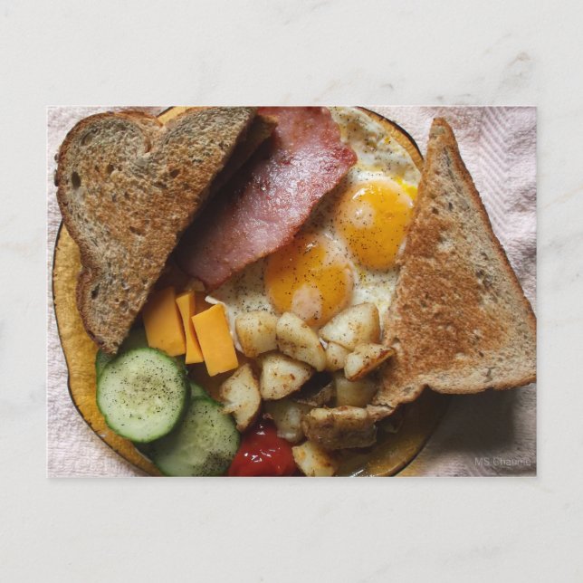 Sunday Morning Ham and Eggs Pop Art Postcard (Front)
