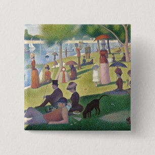 Sunday on La Grande Jatte Seurat Painting 2 Inch Square Button
