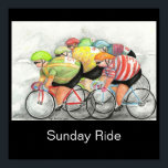 Sunday Ride Poster<br><div class="desc">from an original watercolour by NZ artist,  Lyn Hurring</div>