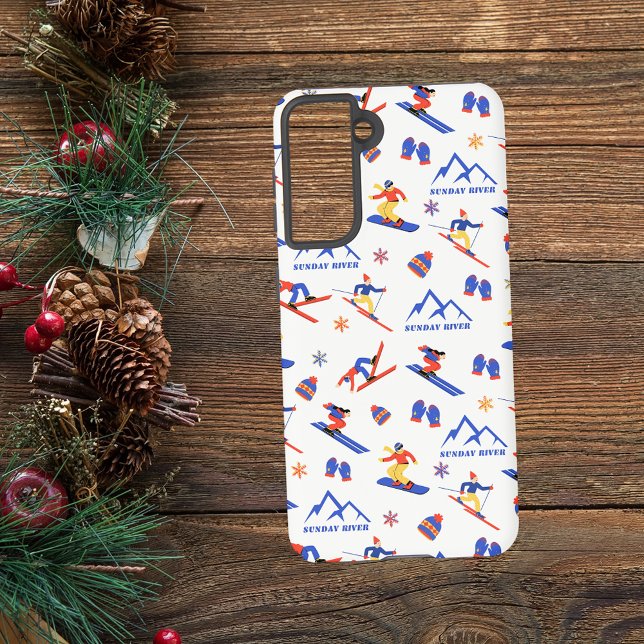 Sunday River Maine Ski Snowboard Pattern Samsung Galaxy S21 Case (Creator Uploaded)