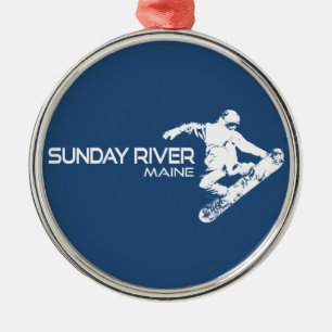 Sunday River Maine Snowboarder Metal Ornament
