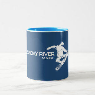 Sunday River Maine Snowboarder Two-Tone Coffee Mug