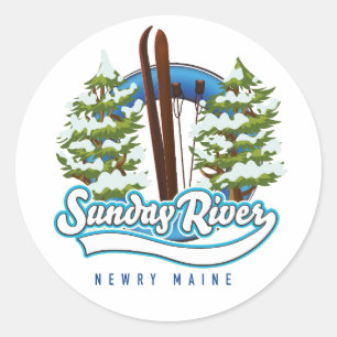 Sunday River Newry Maine ski logo Classic Round Sticker
