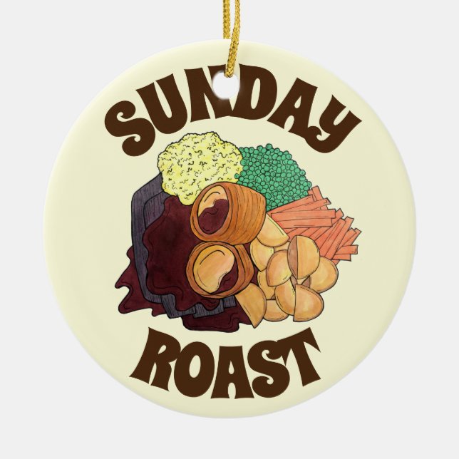 Sunday Roast Dinner British UK Food Meat Potatoes Ceramic Ornament (Front)