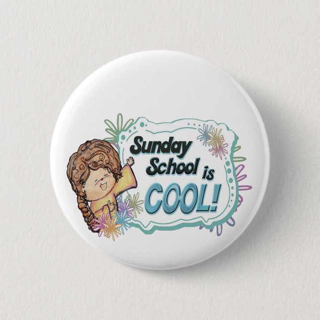 Sunday School is COOL ! 2 Inch Round Button (Front)