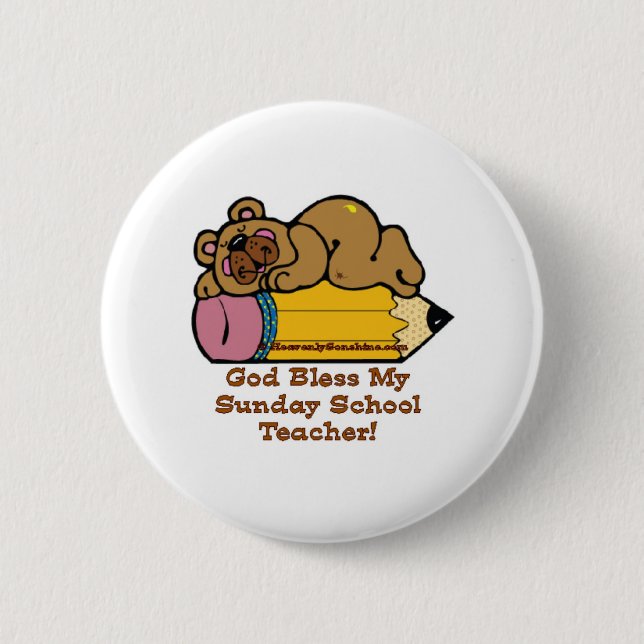 Sunday School Teacher Pencil 2 Inch Round Button (Front)