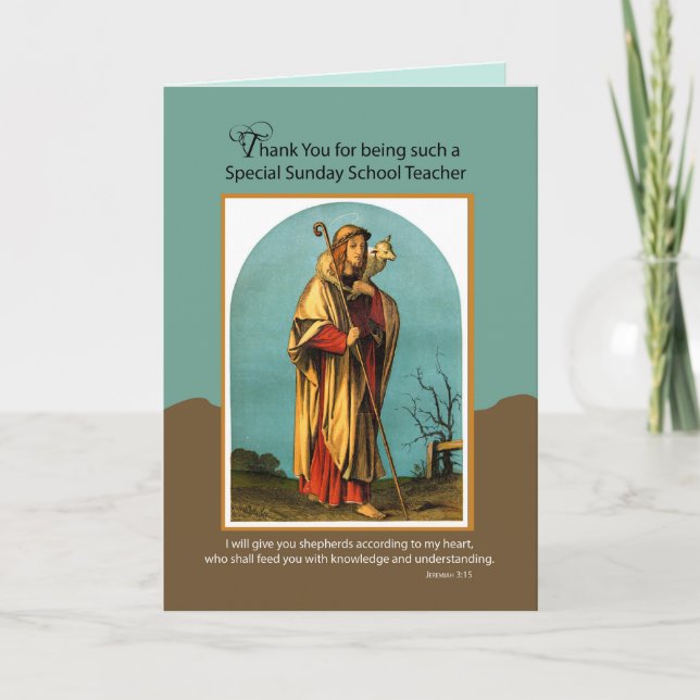 Sunday School Teacher Thank You Good Shepherd Card (Front)