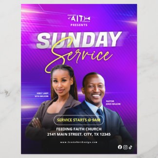 Sunday Service Church Announcement Flyer