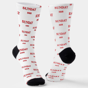 Sunday Sun Red Days of the Week Socks
