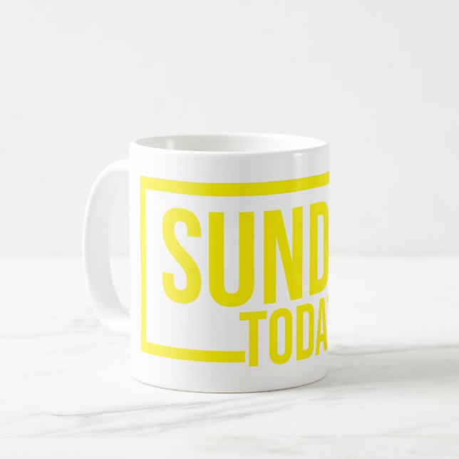 sunday today mug, Yellow Sunday today coffee Mug (Front Left)