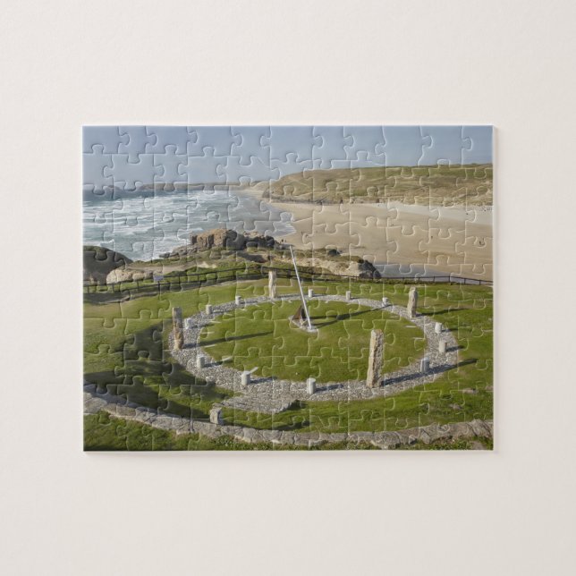 Sundial and Perran Beach, Perranporth, Cornwall, Jigsaw Puzzle (Horizontal)