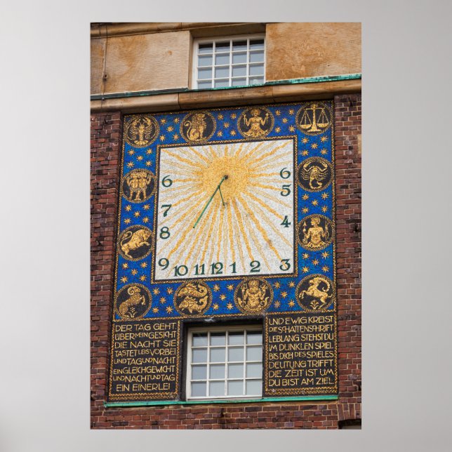 Sundial Clock On Building, Germany Poster (Front)