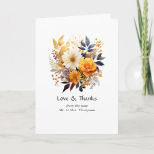 Sundial Floral Wedding Thank You Card