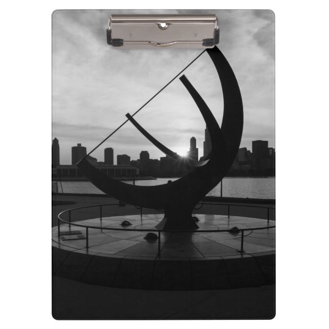 Sundial Sunset Grayscale Clipboard (Front)