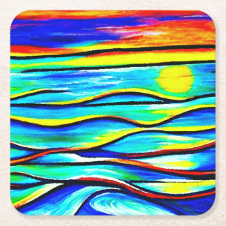 Sundown at Sea Art Paper Coaster