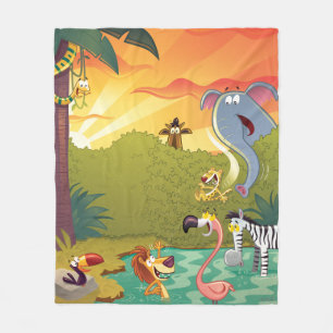 Sundown At The Water Hole Fleece Blanket