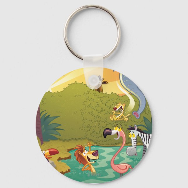 Sundown At The Water Hole Keychain (Front)
