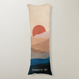 Sundown in the mountains, Watercolor Art Body Pillow