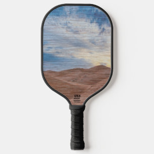 Sundown Over Sand Dunes On Wood Grain Photo  Pickleball Paddle