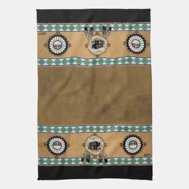 Sunface and Buffalo Kitchen Towel (Vertical)