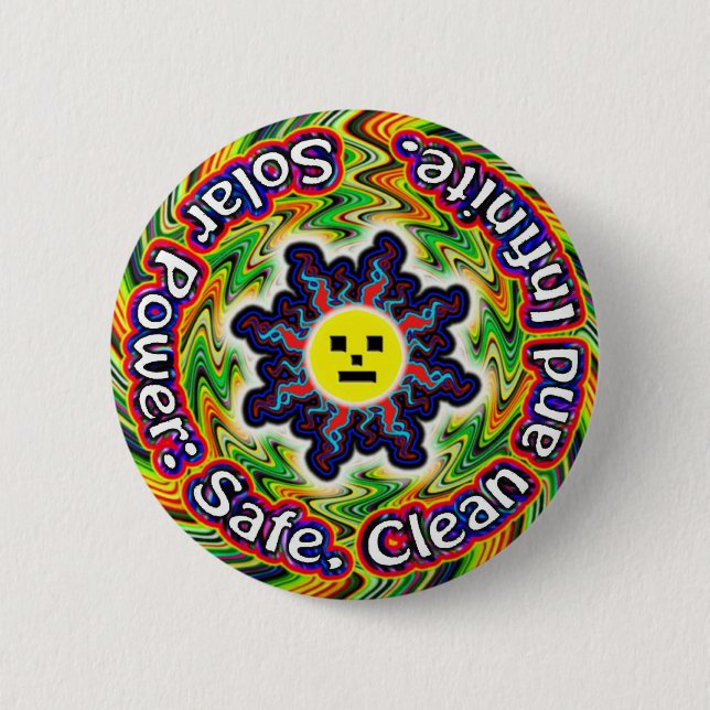 Sunface - Solar Power 2 Inch Round Button (Front)