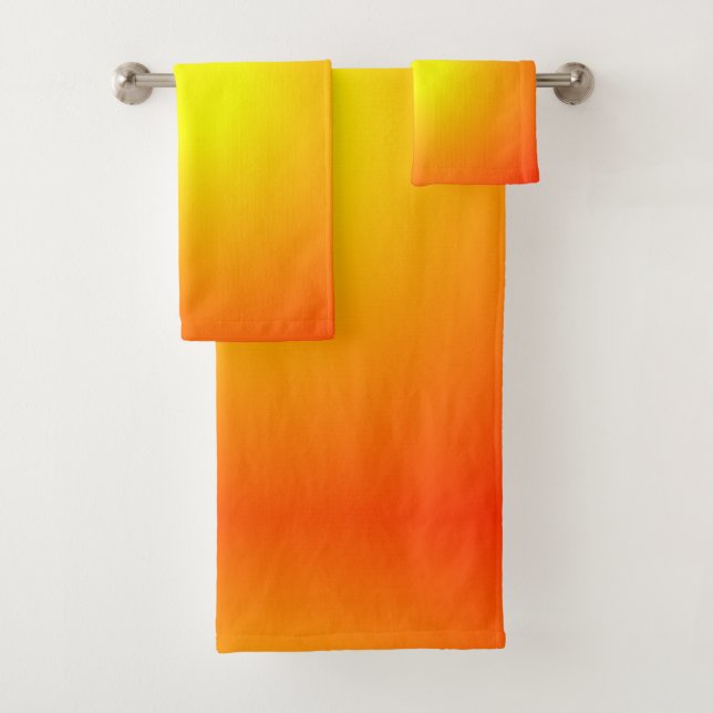 Sunfire Yellow Orange Red Bright Cheerful Bath Towel Set (Insitu)
