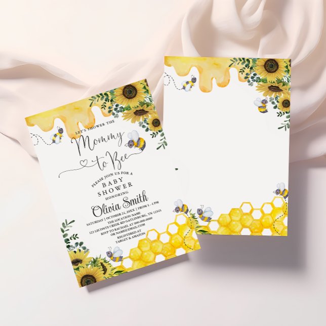Sunflowe Mommy to Bee Floral Baby Shower Invitation (Creator Uploaded)