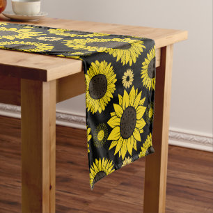 Sunflower 03.b Black BG Medium Table Runner