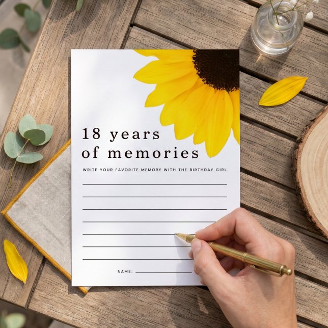  Sunflower 18th Birthday Favourite Memory Game Car Invitation (Creator Uploaded)