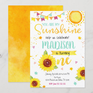 Sunflower 1st Birthday Invitation for a Girl