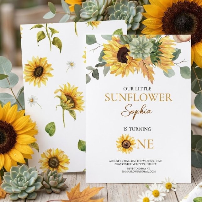 Sunflower 1st Birthday Invite (Creator Uploaded)