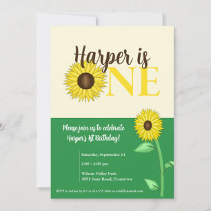 Sunflower 1st Birthday Party Invitation